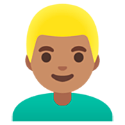 👱🏽‍♂️ Emoji Hombre Rubio: Tono De Piel Medio en Google 15.0.