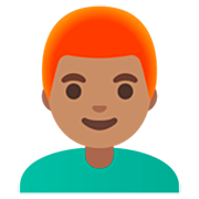 👨🏽‍🦰 Emoji Hombre: Tono De Piel Medio Y Pelo Pelirrojo en Google 15.0.