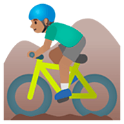 Emoji 🚵🏽‍♂️ Ciclista Uomo Di Mountain Bike: Carnagione Olivastra su Google 15.0.