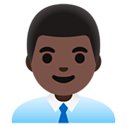 👨🏿‍💼 Emoji Büroangestellter: dunkle Hautfarbe Google 15.0.