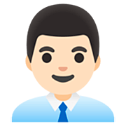 Emoji 👨🏻‍💼 Impiegato: Carnagione Chiara su Google 15.0.