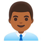 👨🏾‍💼 Emoji Oficinista Hombre: Tono De Piel Oscuro Medio en Google 15.0.