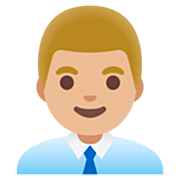 👨🏼‍💼 Emoji Oficinista Hombre: Tono De Piel Claro Medio en Google 15.0.