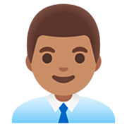 👨🏽‍💼 Emoji Funcionário De Escritório: Pele Morena na Google 15.0.