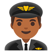 👨🏾‍✈️ Emoji Piloto De Avião Homem: Pele Morena Escura na Google 15.0.