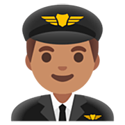 👨🏽‍✈️ Emoji Piloto De Avião Homem: Pele Morena na Google 15.0.