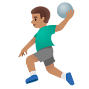 Émoji 🤾🏽‍♂️ Handballeur : Peau Légèrement Mate sur Google 15.0.