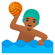 🤽🏾‍♂️ Emoji Homem Jogando Polo Aquático: Pele Morena Escura na Google 15.0.