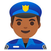 👮🏾‍♂️ Emoji Policial Homem: Pele Morena Escura na Google 15.0.
