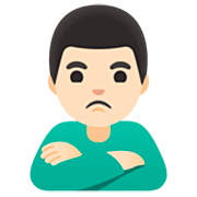 🙎🏻‍♂️ Emoji Hombre Haciendo Pucheros: Tono De Piel Claro en Google 15.0.