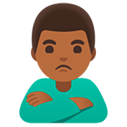 🙎🏾‍♂️ Emoji Homem Fazendo Bico: Pele Morena Escura na Google 15.0.