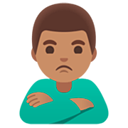 🙎🏽‍♂️ Emoji Hombre Haciendo Pucheros: Tono De Piel Medio en Google 15.0.