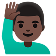 Emoji 🙋🏿‍♂️ Uomo Con Mano Alzata: Carnagione Scura su Google 15.0.