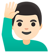 🙋🏻‍♂️ Emoji Mann mit erhobenem Arm: helle Hautfarbe Google 15.0.