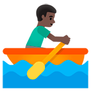 Émoji 🚣🏿‍♂️ Rameur Dans Une Barque : Peau Foncée sur Google 15.0.