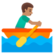 Émoji 🚣🏽‍♂️ Rameur Dans Une Barque : Peau Légèrement Mate sur Google 15.0.