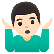 Emoji 🤷🏻‍♂️ Uomo Che Scrolla Le Spalle: Carnagione Chiara su Google 15.0.