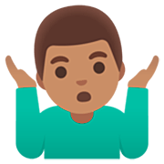 🤷🏽‍♂️ Emoji schulterzuckender Mann: mittlere Hautfarbe Google 15.0.