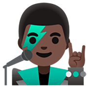 👨🏿‍🎤 Emoji Cantor: Pele Escura na Google 15.0.