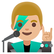 👨🏼‍🎤 Emoji Cantante Hombre: Tono De Piel Claro Medio en Google 15.0.