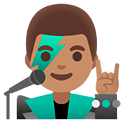 👨🏽‍🎤 Emoji Cantante Hombre: Tono De Piel Medio en Google 15.0.