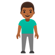 🧍🏾‍♂️ Emoji stehender Mann: mitteldunkle Hautfarbe Google 15.0.