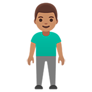 🧍🏽‍♂️ Emoji stehender Mann: mittlere Hautfarbe Google 15.0.