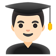 👨🏻‍🎓 Emoji Estudiante Hombre: Tono De Piel Claro en Google 15.0.