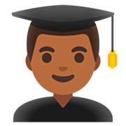 👨🏾‍🎓 Emoji Estudiante Hombre: Tono De Piel Oscuro Medio en Google 15.0.