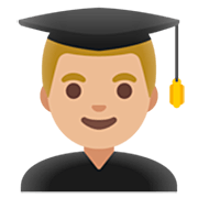 👨🏼‍🎓 Emoji Estudiante Hombre: Tono De Piel Claro Medio en Google 15.0.