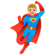 🦸🏼‍♂️ Emoji Homem Super-herói: Pele Morena Clara na Google 15.0.