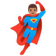 Émoji 🦸🏽‍♂️ Super-héros Homme : Peau Légèrement Mate sur Google 15.0.