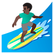 🏄🏿‍♂️ Emoji Homem Surfista: Pele Escura na Google 15.0.