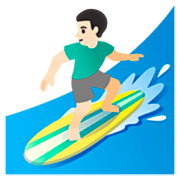 🏄🏻‍♂️ Emoji Hombre Haciendo Surf: Tono De Piel Claro en Google 15.0.