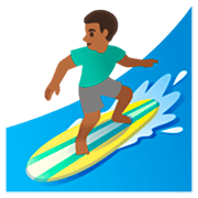 🏄🏾‍♂️ Emoji Hombre Haciendo Surf: Tono De Piel Oscuro Medio en Google 15.0.