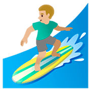 Emoji 🏄🏼‍♂️ Surfista Uomo: Carnagione Abbastanza Chiara su Google 15.0.