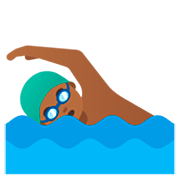 🏊🏾‍♂️ Emoji Schwimmer: mitteldunkle Hautfarbe Google 15.0.