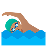 🏊🏽‍♂️ Emoji Homem Nadando: Pele Morena na Google 15.0.