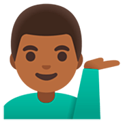 💁🏾‍♂️ Emoji Empleado De Mostrador De Información: Tono De Piel Oscuro Medio en Google 15.0.