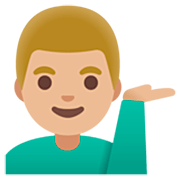 Emoji 💁🏼‍♂️ Uomo Con Suggerimento: Carnagione Abbastanza Chiara su Google 15.0.