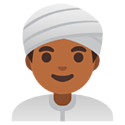 👳🏾‍♂️ Emoji Hombre Con Turbante: Tono De Piel Oscuro Medio en Google 15.0.