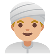 👳🏼‍♂️ Emoji Homem Com Turbante: Pele Morena Clara na Google 15.0.