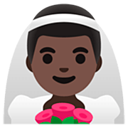 👰🏿‍♂️ Emoji Hombre Con Velo: Tono De Piel Oscuro en Google 15.0.