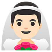 👰🏻‍♂️ Emoji Noivo Com Véu: Pele Clara na Google 15.0.
