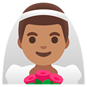 Emoji 👰🏽‍♂️ Sposo Con Velo: Carnagione Olivastra su Google 15.0.