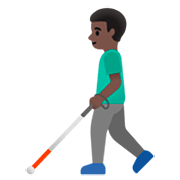 Emoji 👨🏿‍🦯 Uomo Con Bastone Bianco Di Orientamento: Carnagione Scura su Google 15.0.