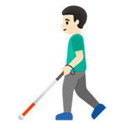 👨🏻‍🦯 Emoji Hombre Con Bastón: Tono De Piel Claro en Google 15.0.