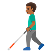 👨🏾‍🦯 Emoji Hombre Con Bastón: Tono De Piel Oscuro Medio en Google 15.0.