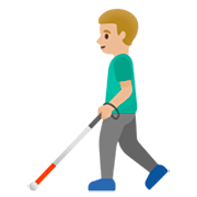 👨🏼‍🦯 Emoji Hombre Con Bastón: Tono De Piel Claro Medio en Google 15.0.