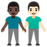👨🏿‍🤝‍👨🏻 Emoji Dois Homens De Mãos Dadas: Pele Escura E Pele Clara na Google 15.0.